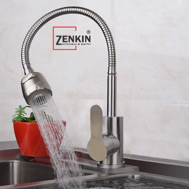 Vòi rửa chén bát nóng lạnh thân mềm inox304 Zenkin ZK25022