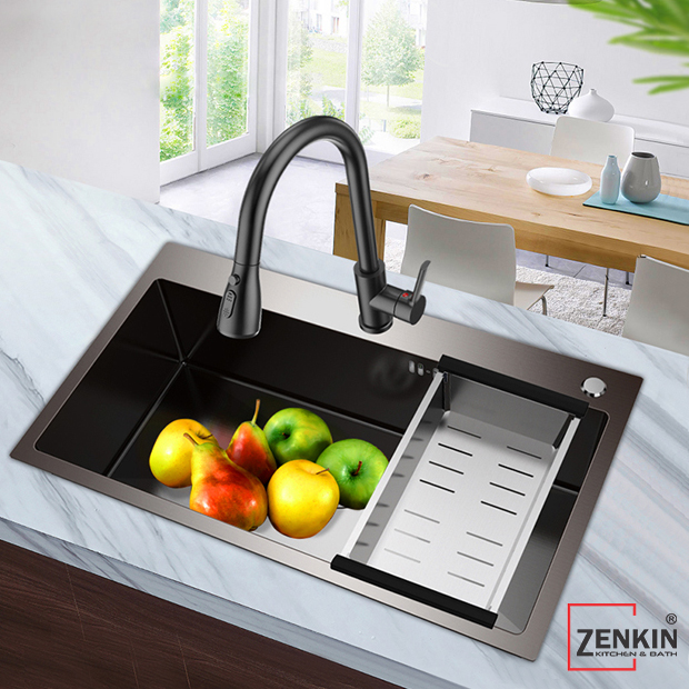 Chậu rửa chén, bát 1 hố Zenkin kitchen sink ZK6045-201Black